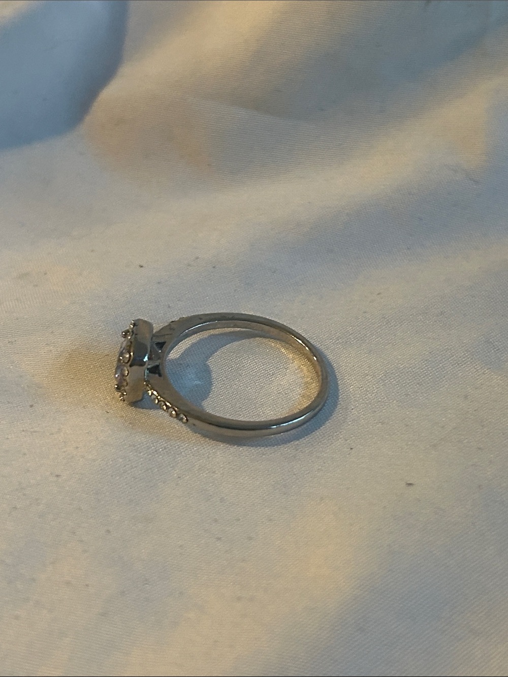 Silver Tone Halo Engagement Ring with Clear Center Stone - Picture 2 of 5